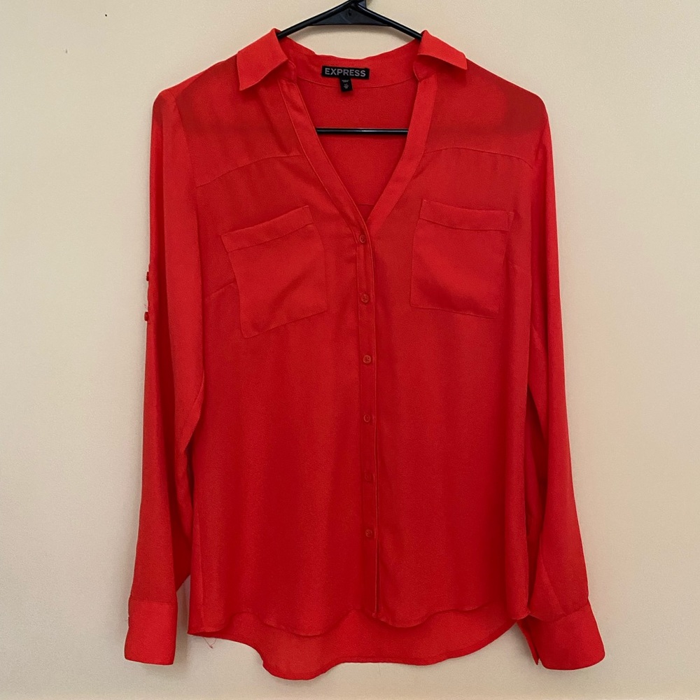 Express orange long sleeve shirt